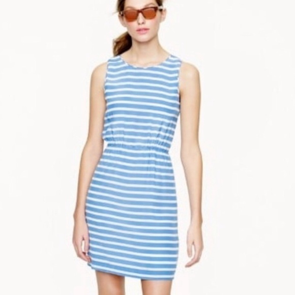 J. Crew Dresses & Skirts - J. CREW Size 2 Blue and White Striped 100% Silk Sleeveless Dress